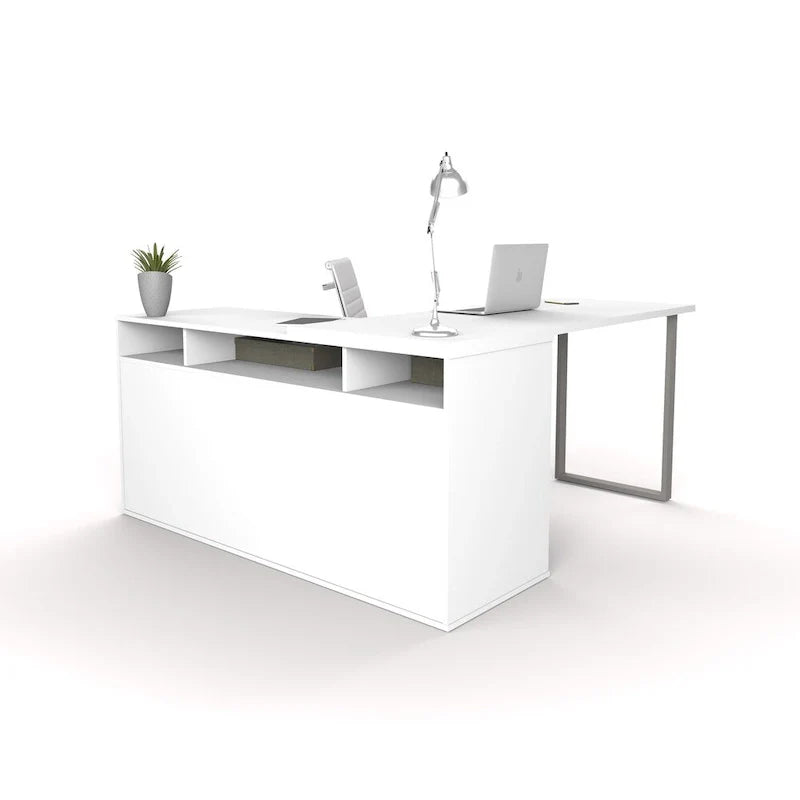 Bestar Solay L-shaped Desk with Lateral File and Bookcase
