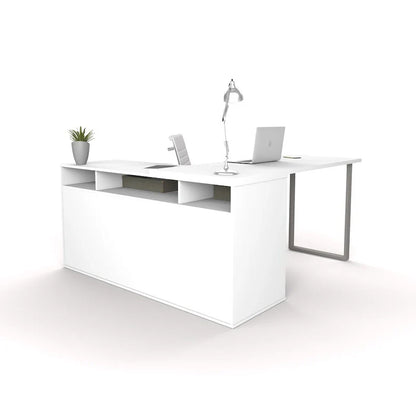 Bestar Solay L-shaped Desk with Lateral File and Bookcase